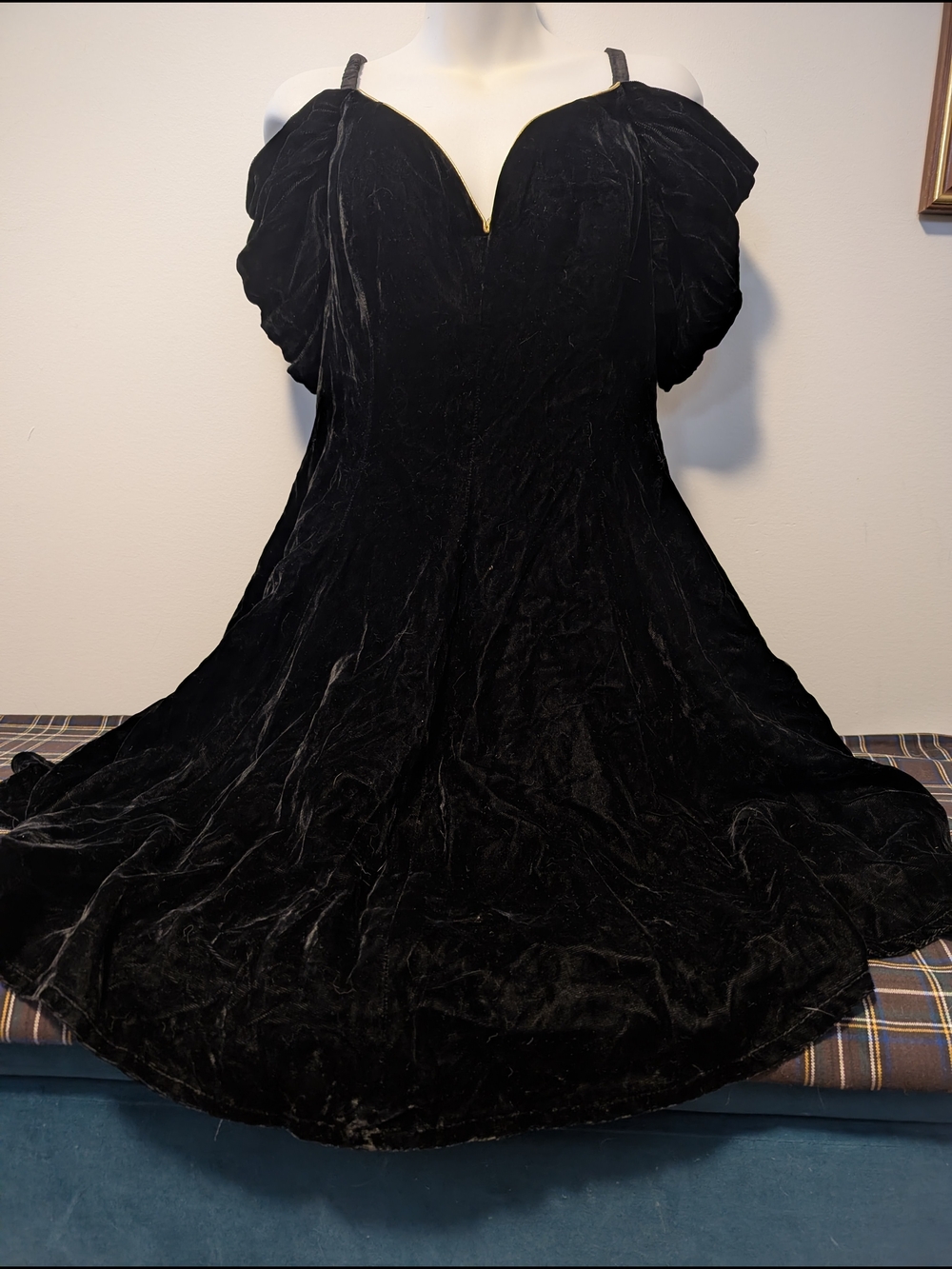 Moda Black Velvet Dress with Label Detail